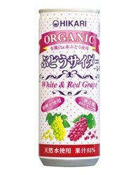 ヒカリ　オーガニックぶどうサイダー＋レモン　250ml×30個セット　【光食品】1