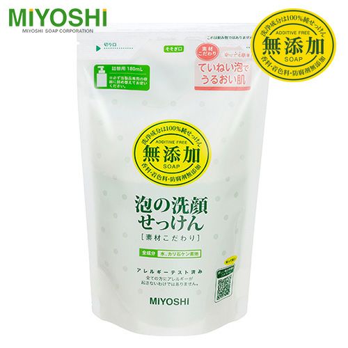 ミヨシ　無添加　素材こだわり 泡の洗顔せっけん　詰替用　180ml　【ミヨシ石鹸】1