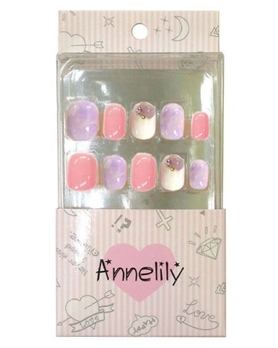 Annelily　(アンリリー)　AN-054　ネイルチップ16枚入り＋粘着グミ　【ウイングビート】1