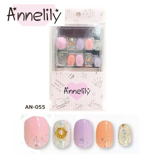 Annelily　(アンリリー)　AN-055　ネイルチップ16枚入り＋粘着グミ　【ウイングビート】1
