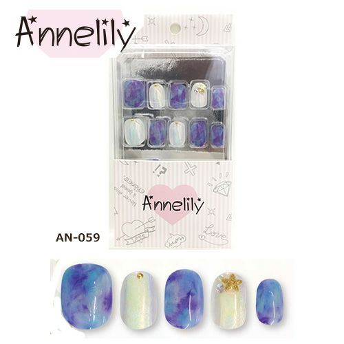Annelily　(アンリリー)　AN-059　ネイルチップ16枚入り＋粘着グミ　【ウイングビート】1
