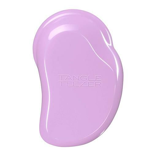 タングルティーザー　TANGLE　TEEZER　オルジナル　スウィートライラックは、柄のないブラシ自体を握りこむ形状、頭皮に沿うようにラウンドした長短のブラシの配合などは、すべて人間工学に基づき計算して生まれた、髪を健やかに保つために考え抜かれたデザインです。（パッケージ写真）