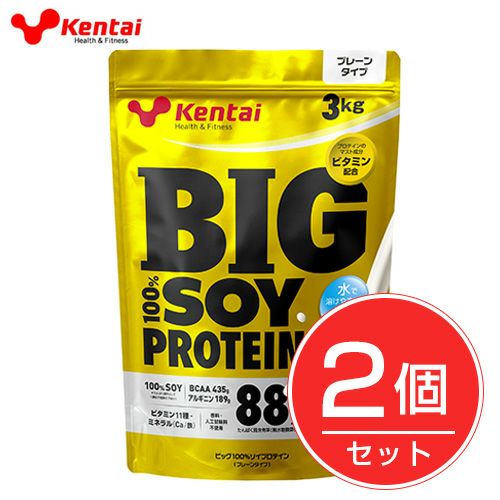 ケンタイ　プロテイン　BIG100％ ソイプロテイン プレーン 3kg×2個セット　【健康体力研究所　(kentai)】1