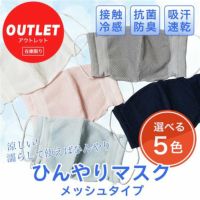 [訳ありアウトレット品]　ひんやりマスク　メッシュ　1枚　【ハイブリックス】　[接触冷感、抗菌防臭、吸汗速乾、日本製]　※当店在庫限り1