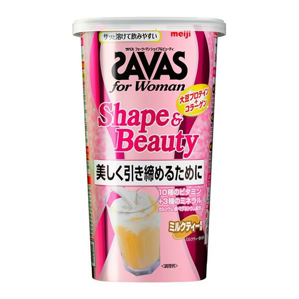 ザバス(SAVAS)　フォーウーマン　シェイプ&ビューティ　ミルクティー風味　12食分　252g　【明治】1