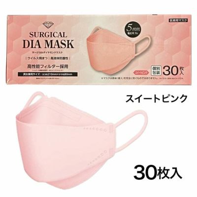 IDK サージカルダイヤモンドマスク スイートピンク 30枚 - IDK [サージカルマスク/医療用JIS規格クラス3] 
