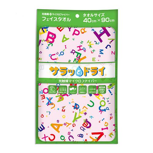 サラッとドライ　柄フェイスタオル　40cm×90cm　ピンク　ASK-2AP-CRA-PNK【アスカ】1