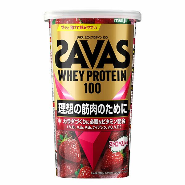 ザバス(SAVAS)　ホエイプロテイン100　ストロベリー風味　280g　【明治】1