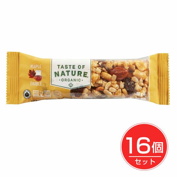 Taste　of　Nature　オーガニックフルーツ＆ナッツバー　メープル　1本×16個セット　【むそう商事】1