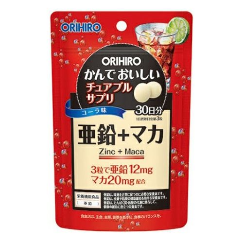 かんでおいしいチュアブルサプリ　亜鉛＋マカ　90粒　【オリヒロ】1