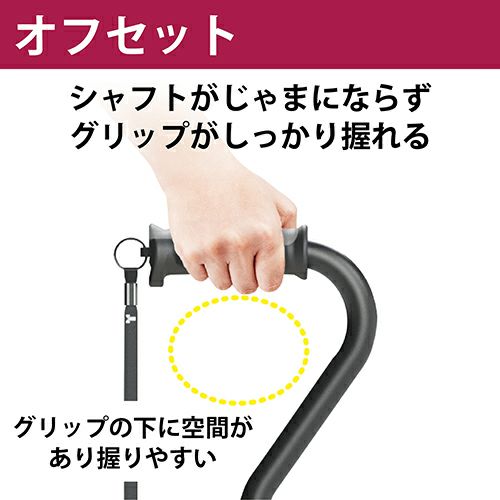 バンブーステッキ オフセット多点杖　ブラック　【竹虎】2
